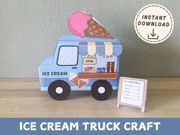 3D SVG Ice Cream Truck Paper Craft Template Review