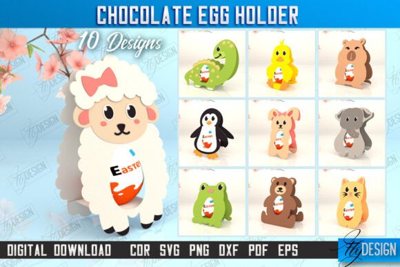 3D SVG Shapes: Chocolate Egg Holders Bundle Easter