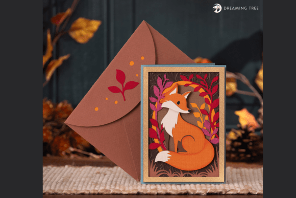 Autumn Fox Card SVG: 3D Fall Design for Blogs