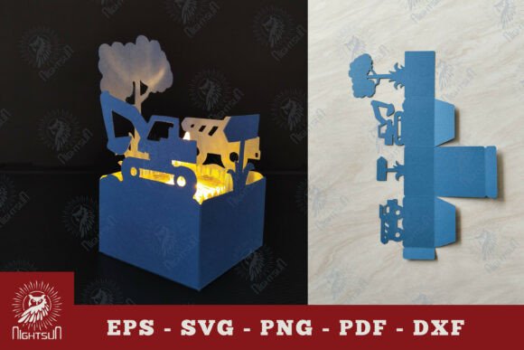 Construction Work Papercut Lantern 3D SVG for Father's Day