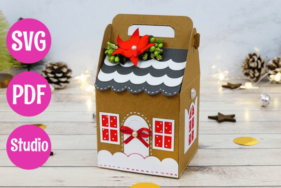 Cottage Gift Box 3D SVG for Christmas Branding