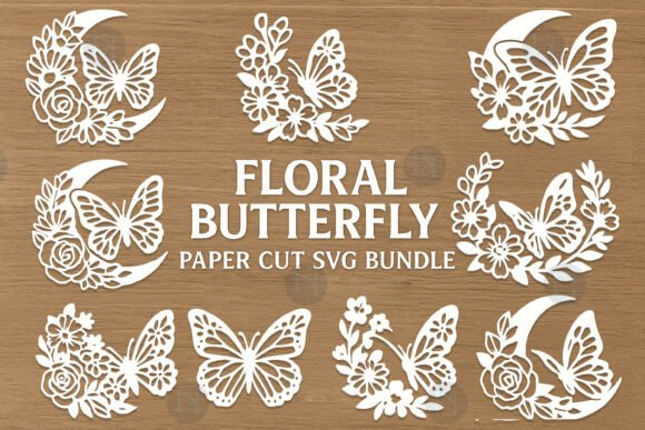 Floral Butterfly Paper Cut 3D SVG Flowers