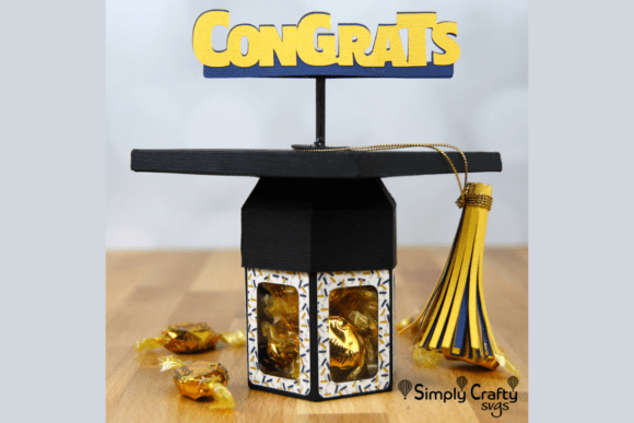 Graduation Hat Congrats Box SVG: 3D School Asset