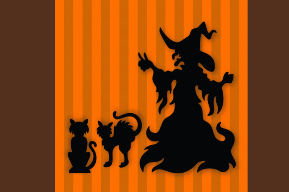 Halloween Witch and Cats: 3D SVG Freebies