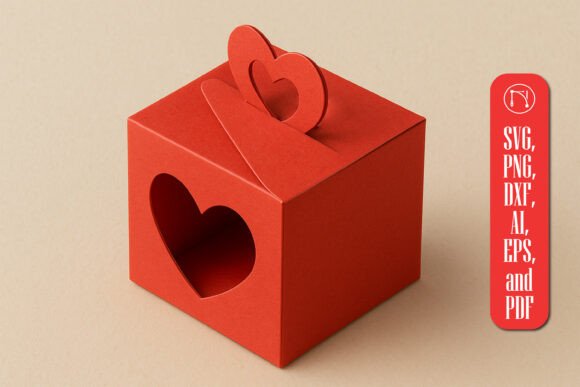 Heart Paper Box Die Cut Template SVG: 3D Gift Boxes