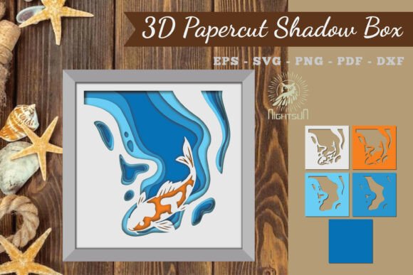 Koi Fish 3D Papercut Shadow Box SVG 2 Review
