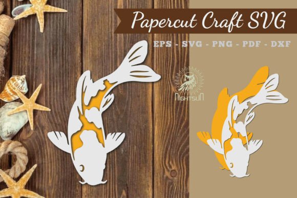 Koi Fish Paper Cut SVG 3: A 3D SVG for Other Uses