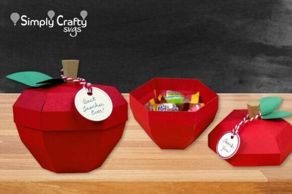 Red Apple Box 3D SVG for School Crafts