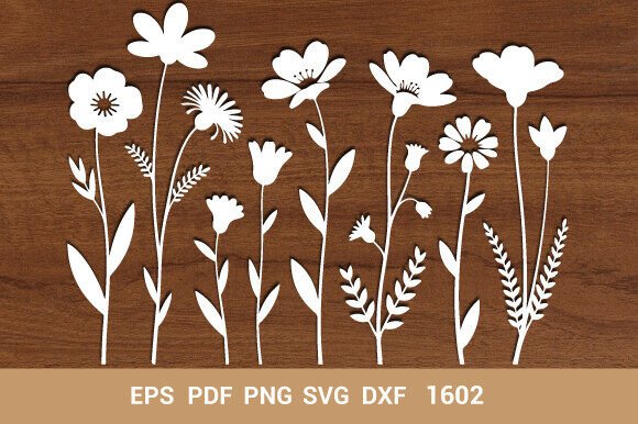 Wooden Flower Garden SVG Paper Cut 1602: 3D SVG Flowers